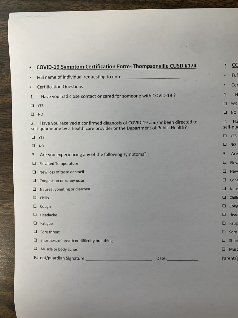 COVID-19 Self Certification form. 